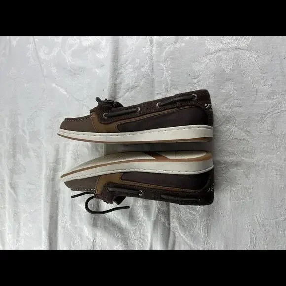 Sperry Top Sider Womens Shoes Size 7 Brown Fabric And Leather  Boat Shoes Loafer - Picture 9 of 9